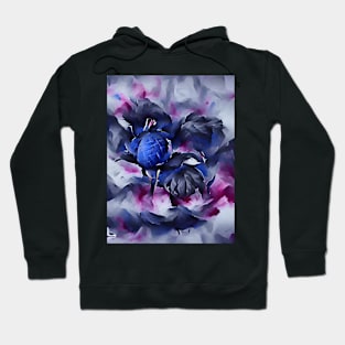 Indigo Abstract Floral Watercolour Art Hoodie